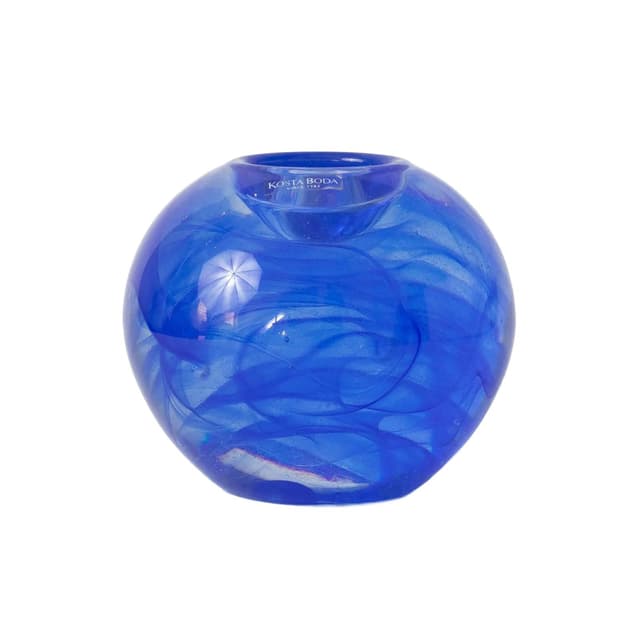 Świecznik, ciemnoniebieski, szkło, proj. A. Ehrner, Kosta Boda, Szwecja, lata 80. - WYMIARY