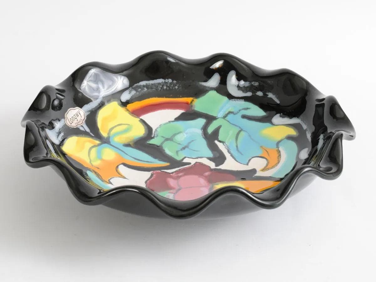 Pair of platters, multicolor ceramic, Longwy, France, 1960s. - 161844