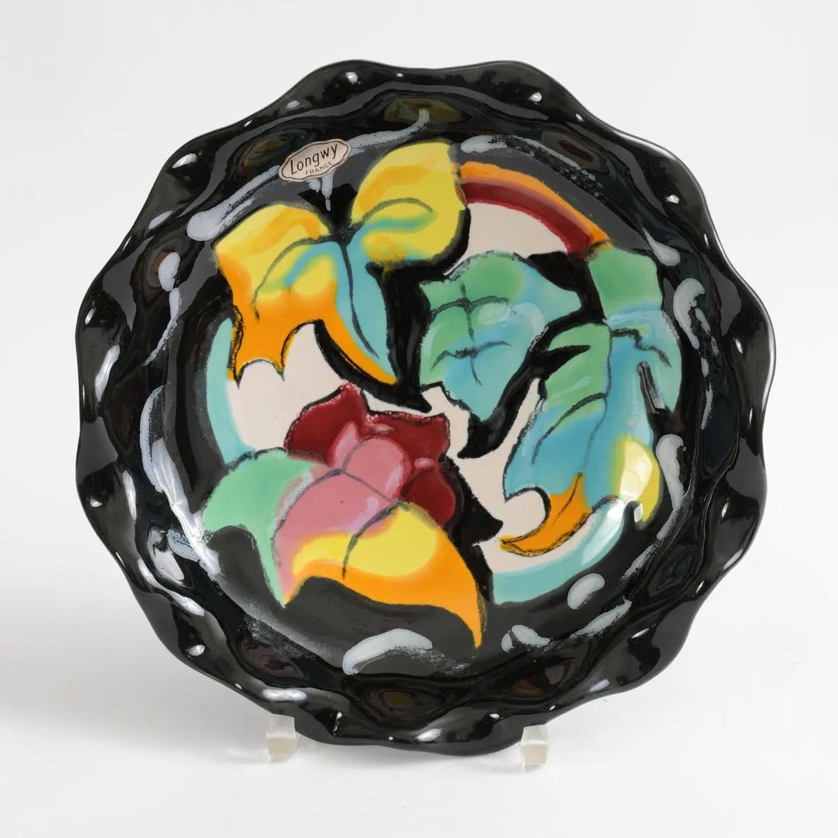 Pair of platters, multicolor ceramic, Longwy, France, 1960s. - 161845