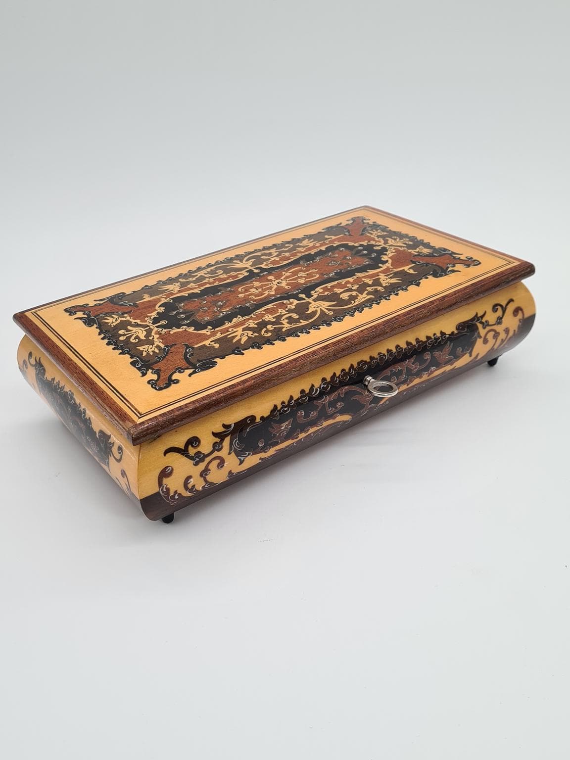 Szkatułka barokowa, brązowy jasny, Włochy, lata 70. - 161293