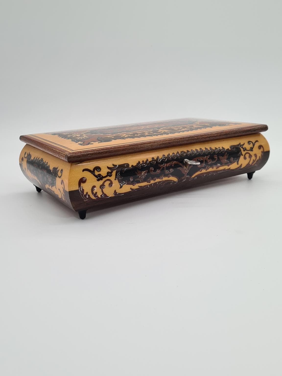 Szkatułka barokowa, brązowy jasny, Włochy, lata 70. - 161292