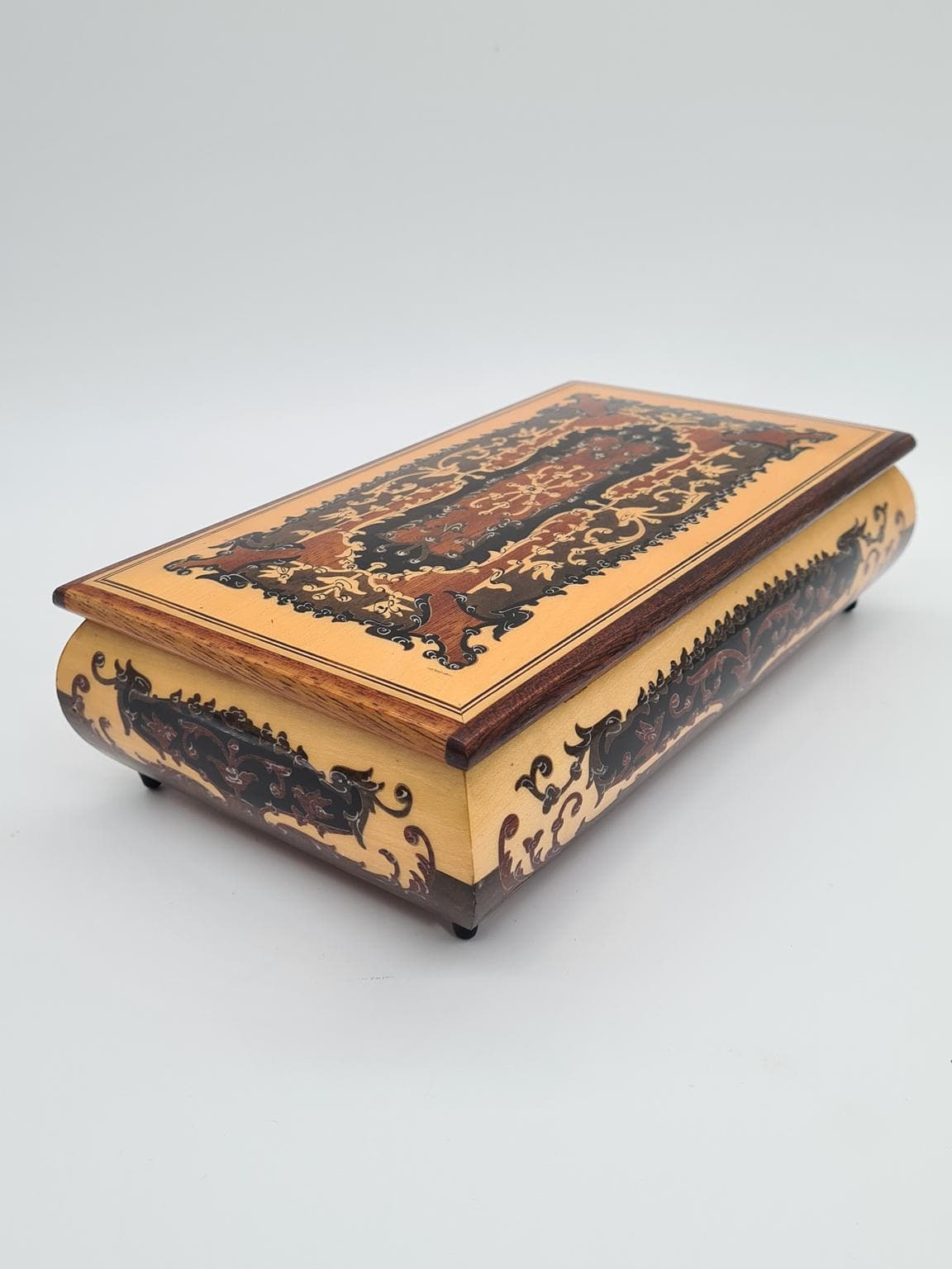 Szkatułka barokowa, brązowy jasny, Włochy, lata 70. - 161295