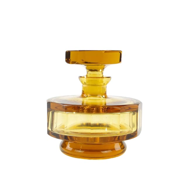 Karafka cylindryczna art deco, żółty kryształ, Moser, Czechy, lata 30. - WYMIARY