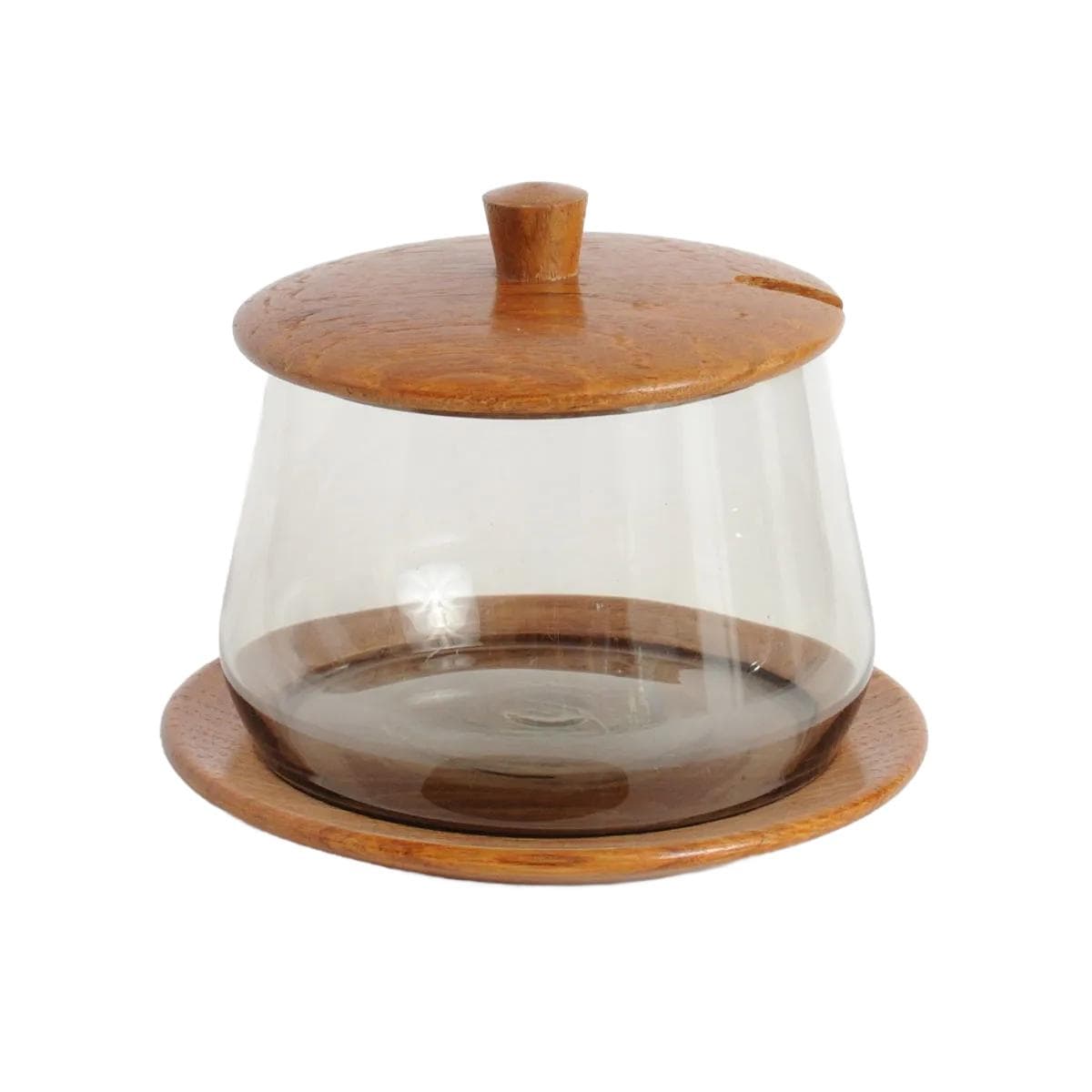 Container Akta Teak, teak, transparent glass, Karl Holmberg, Sweden, 1970s.