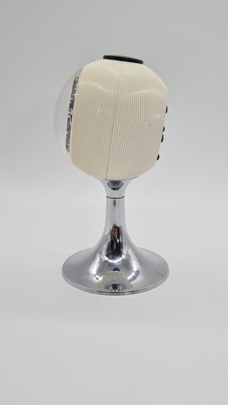 Alarm Clock Space Age, ivory white, chrome steel, plastic, Germany, 1970s. - 161307