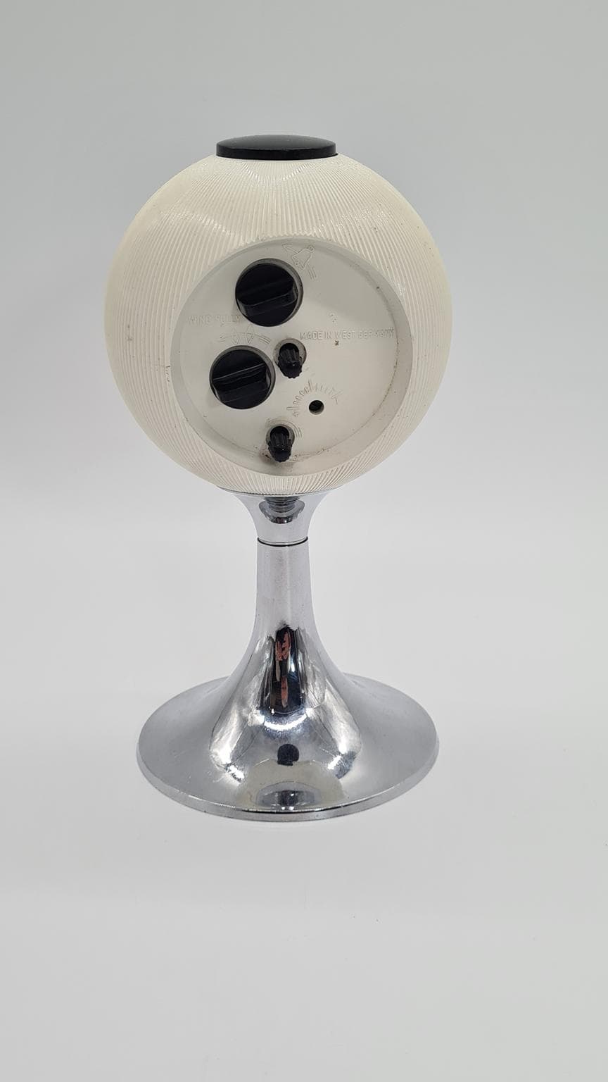 Alarm Clock Space Age, ivory white, chrome steel, plastic, Germany, 1970s. - 161305