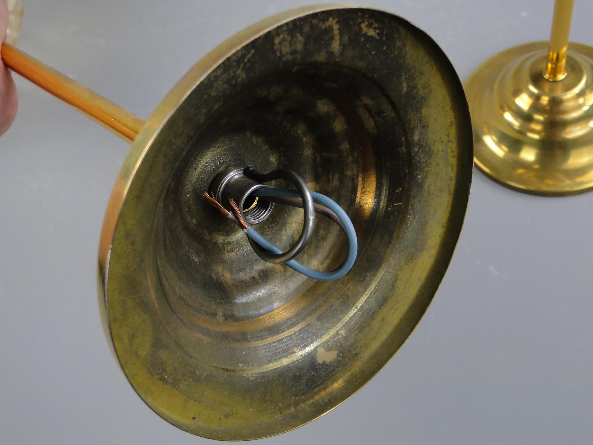 Pair of ceiling lamps, golden glass, Poland, 1960s - 163663