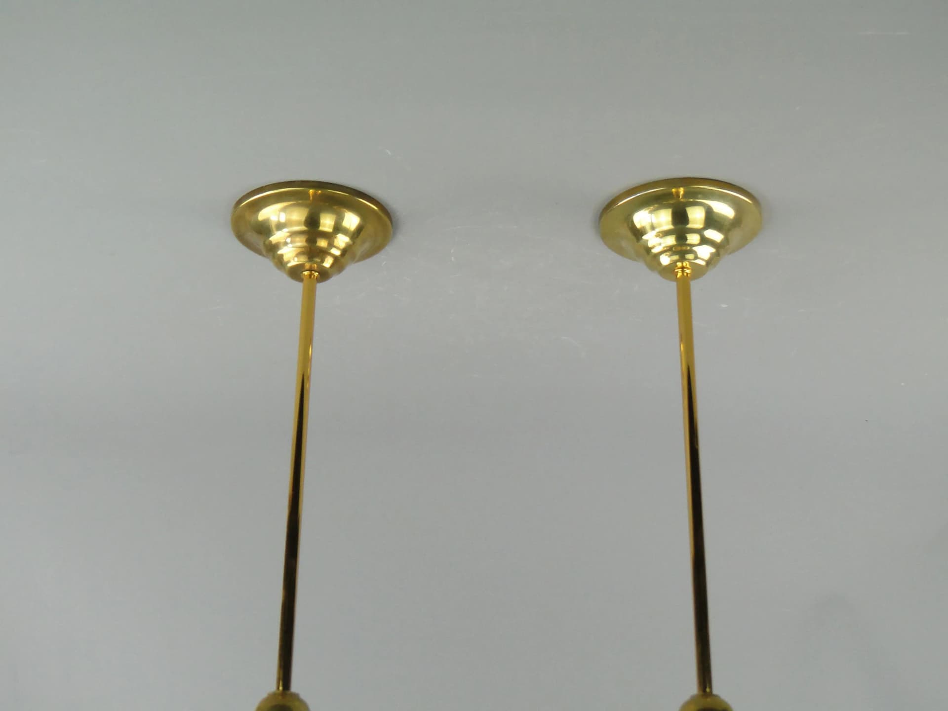 Pair of ceiling lamps, golden glass, Poland, 1960s - 163655