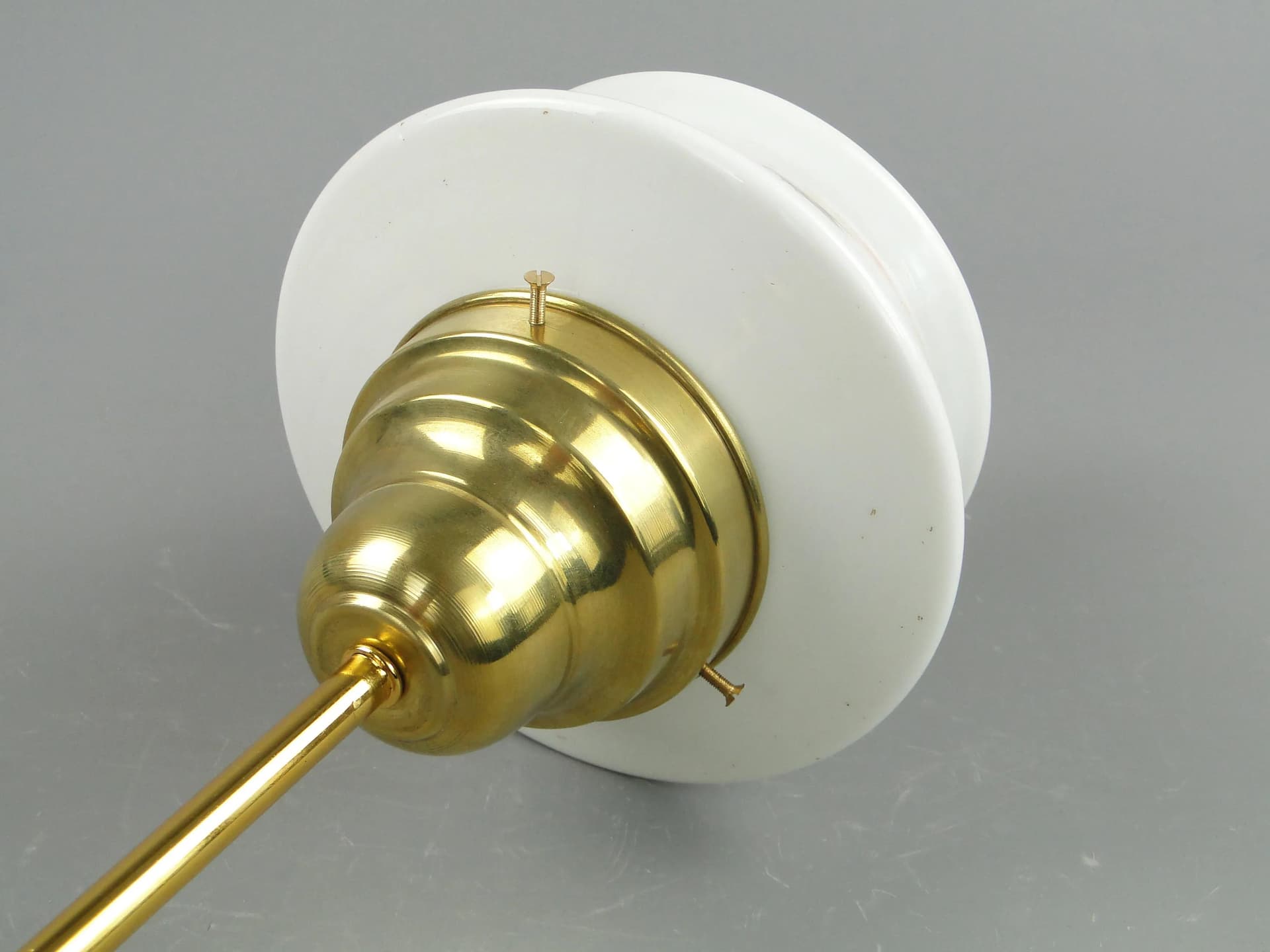 Pendant lamp Art Deco, ivory white glass, brass, Poland, 1920s. - 163648