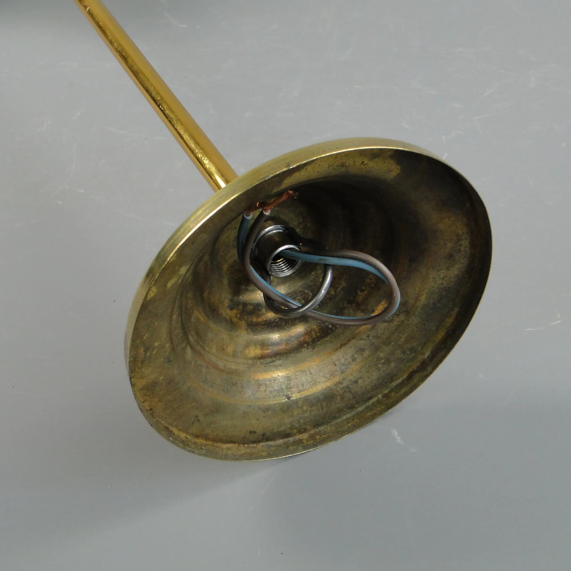 Pendant lamp Art Deco, ivory white glass, brass, Poland, 1920s. - 163649