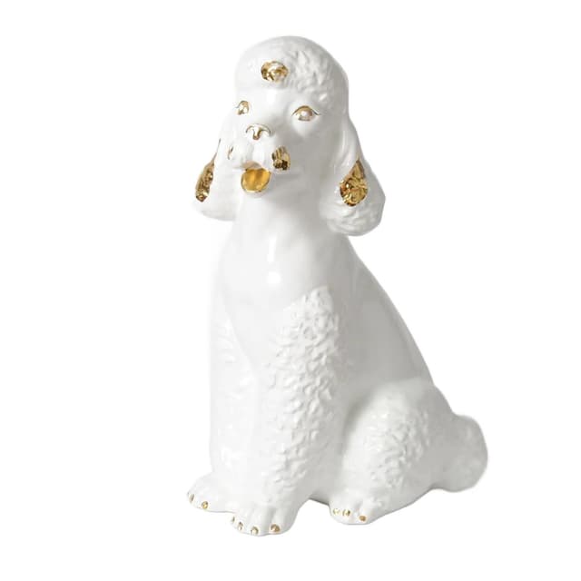Poodle figurine, white ceramic, Italy, 1960s. - DIMENSION