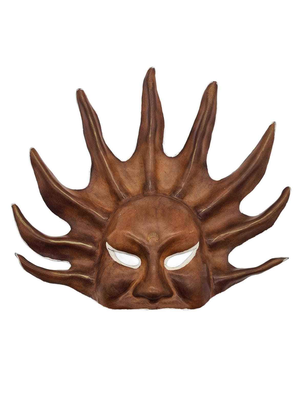 Maska ścienna Słońce, brązowy, skóra, lata 70. - 168215