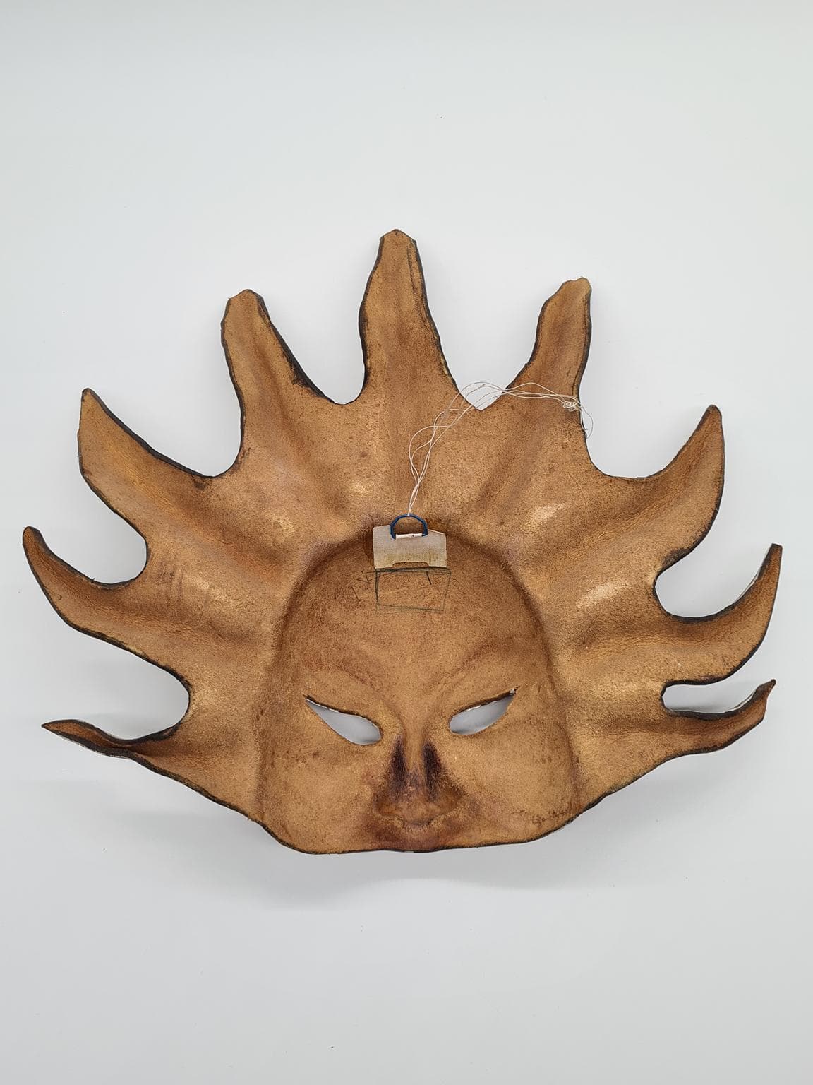 Maska ścienna Słońce, brązowy, skóra, lata 70. - 161323