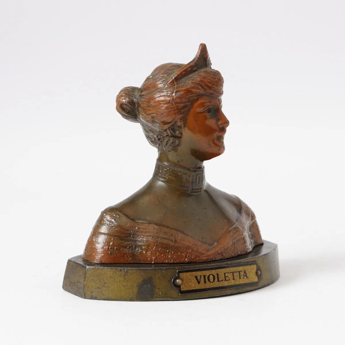 Bust VIOLETTA, brown, spelter, France, early 20th c. - 161769