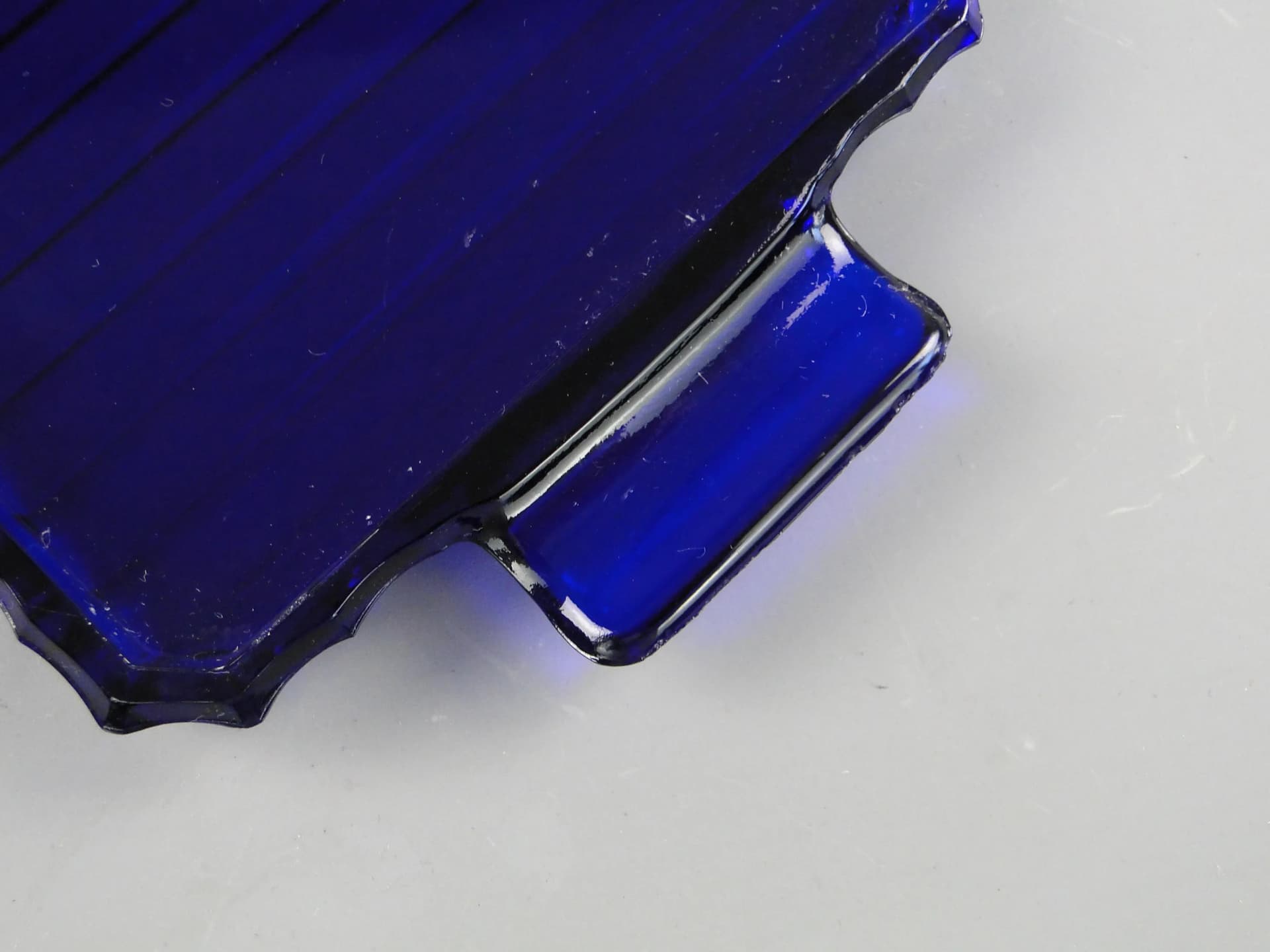 Tray Art Deco, blue glass, Huta Szkła Inwald, Czech Republic, 1930s. - 163609