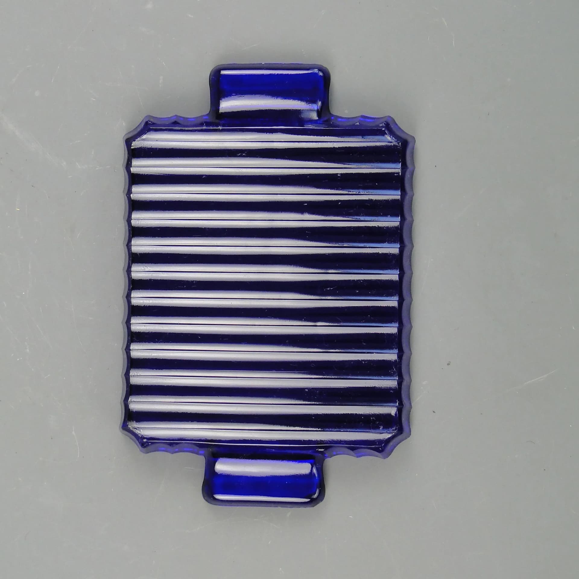 Tray Art Deco, blue glass, Huta Szkła Inwald, Czech Republic, 1930s. - 163612
