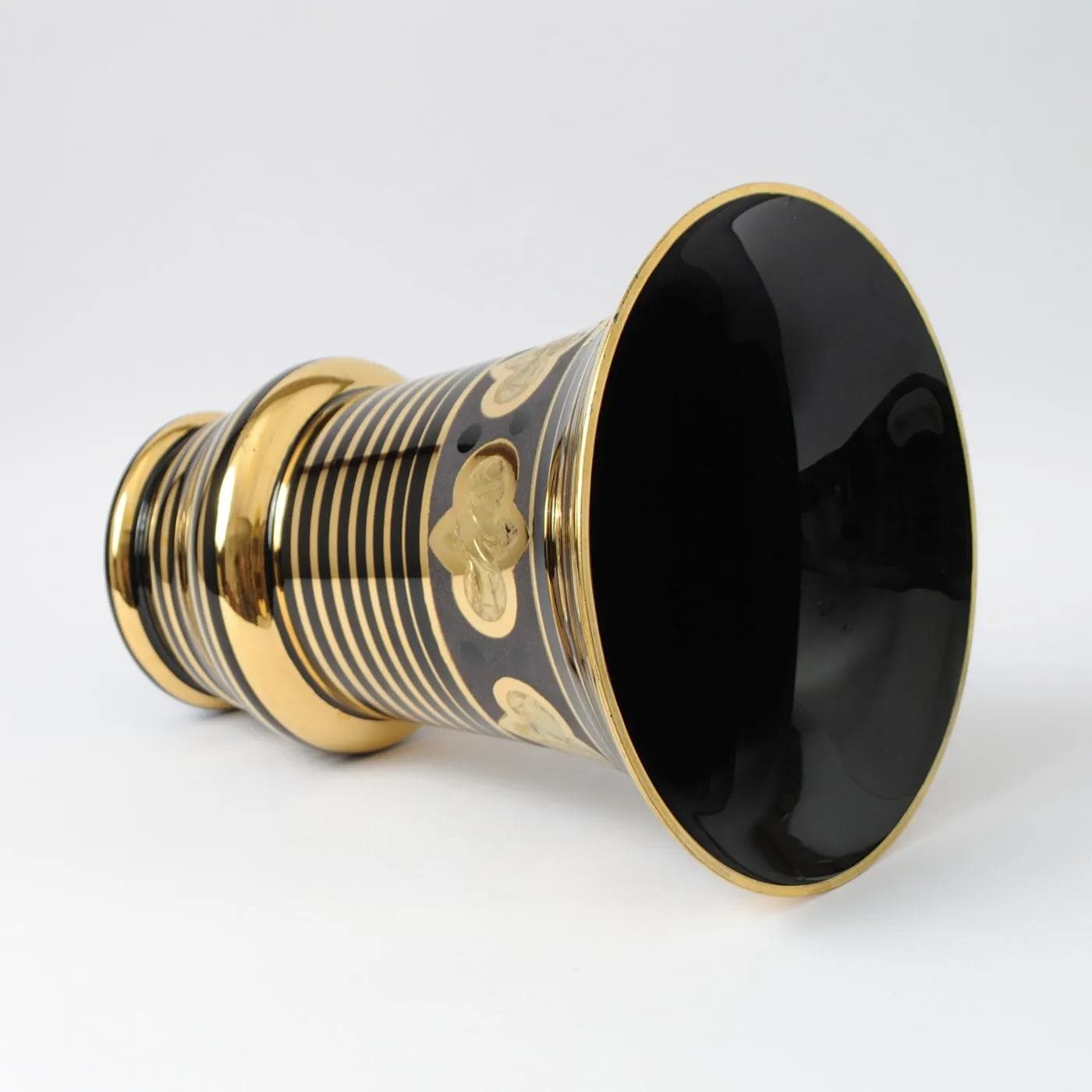 Vase Art Déco, black gold glass, De Rupel, Belgium, 1940s. - 161749