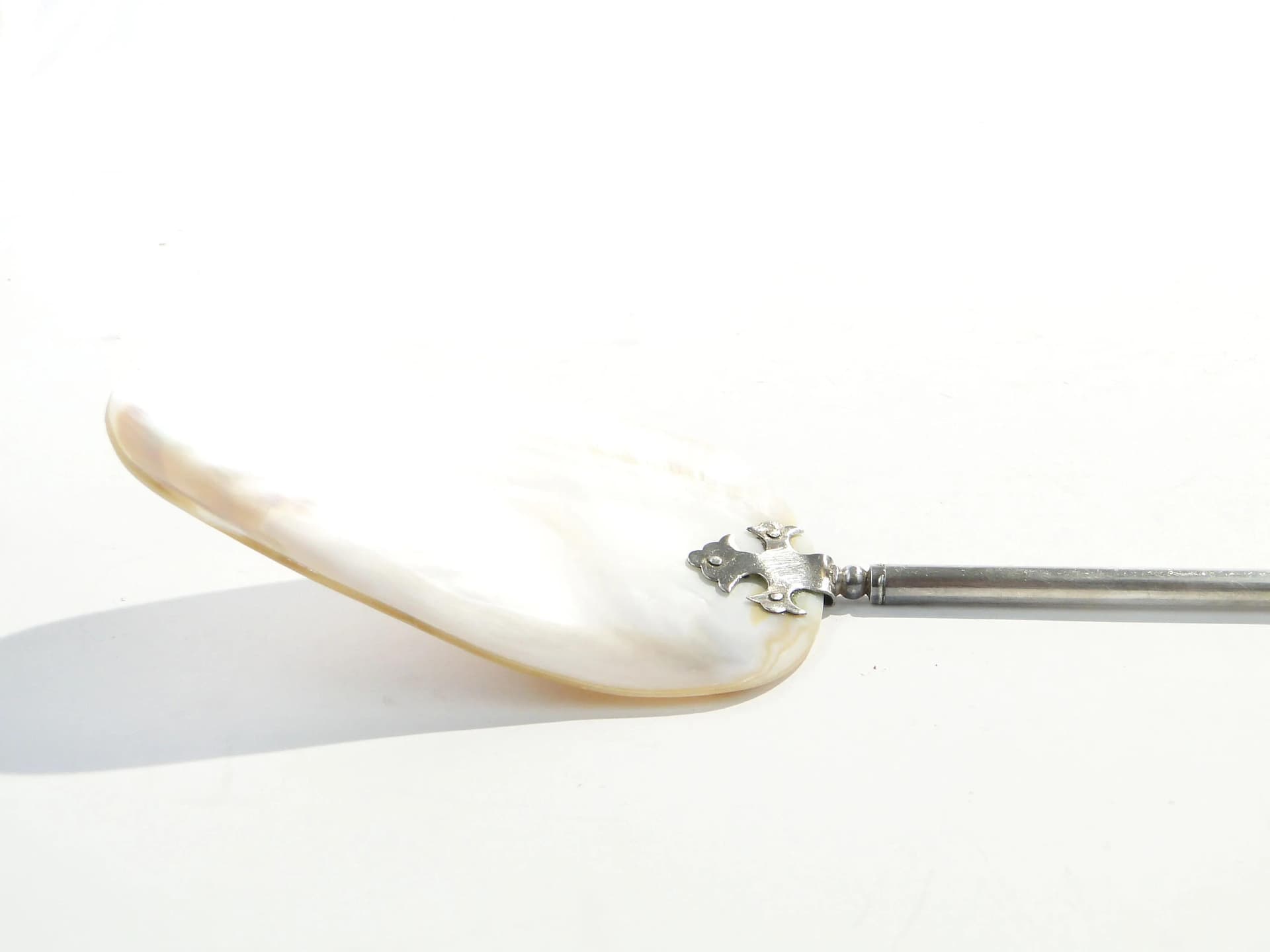 Caviar spoon, beige shell, silver-plated brass, Austria, 19th c. - 163579