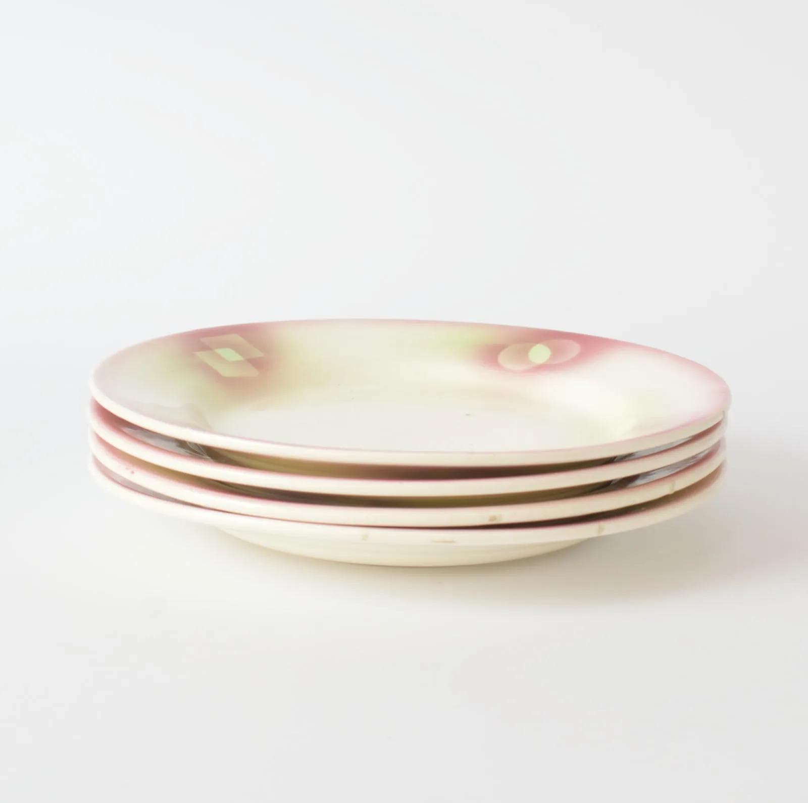 Komplet czterech talerzy art déco, multikolor, fajans, Chodzież Stanisław Mańczak, Polska, lata 30. - 161744