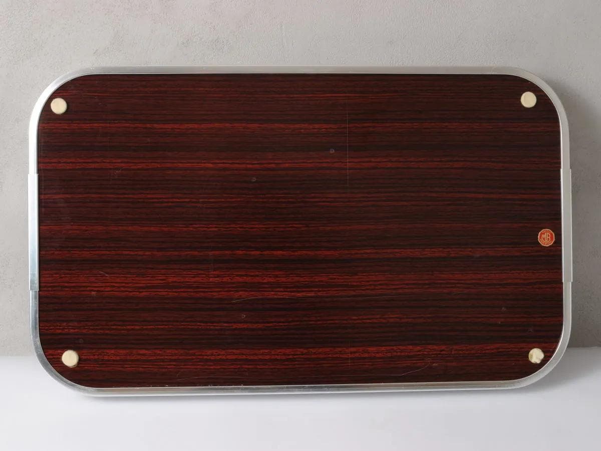 Taca, bordowy laminat, aluminium, MB Italia, Włochy, lata 60. - 161724