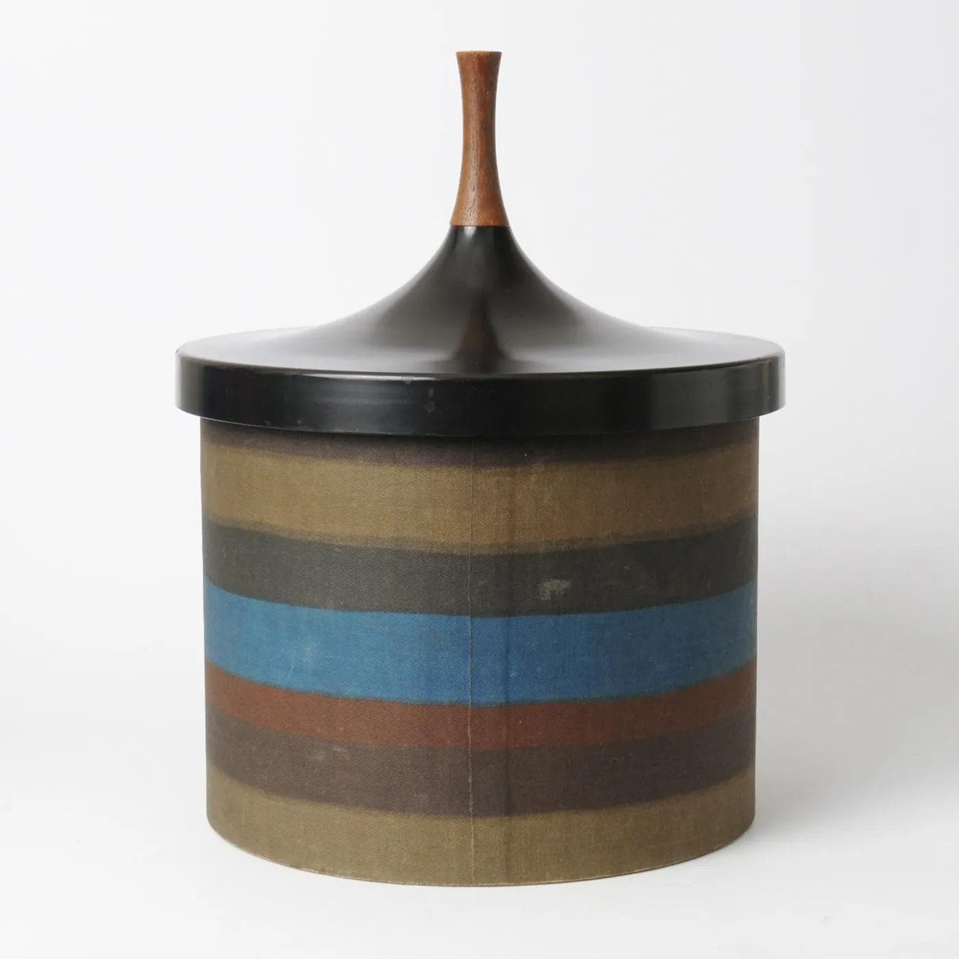 Ice bucket, multicolor, plastic, fabric, teak, Denmark, 1960s. - 161713