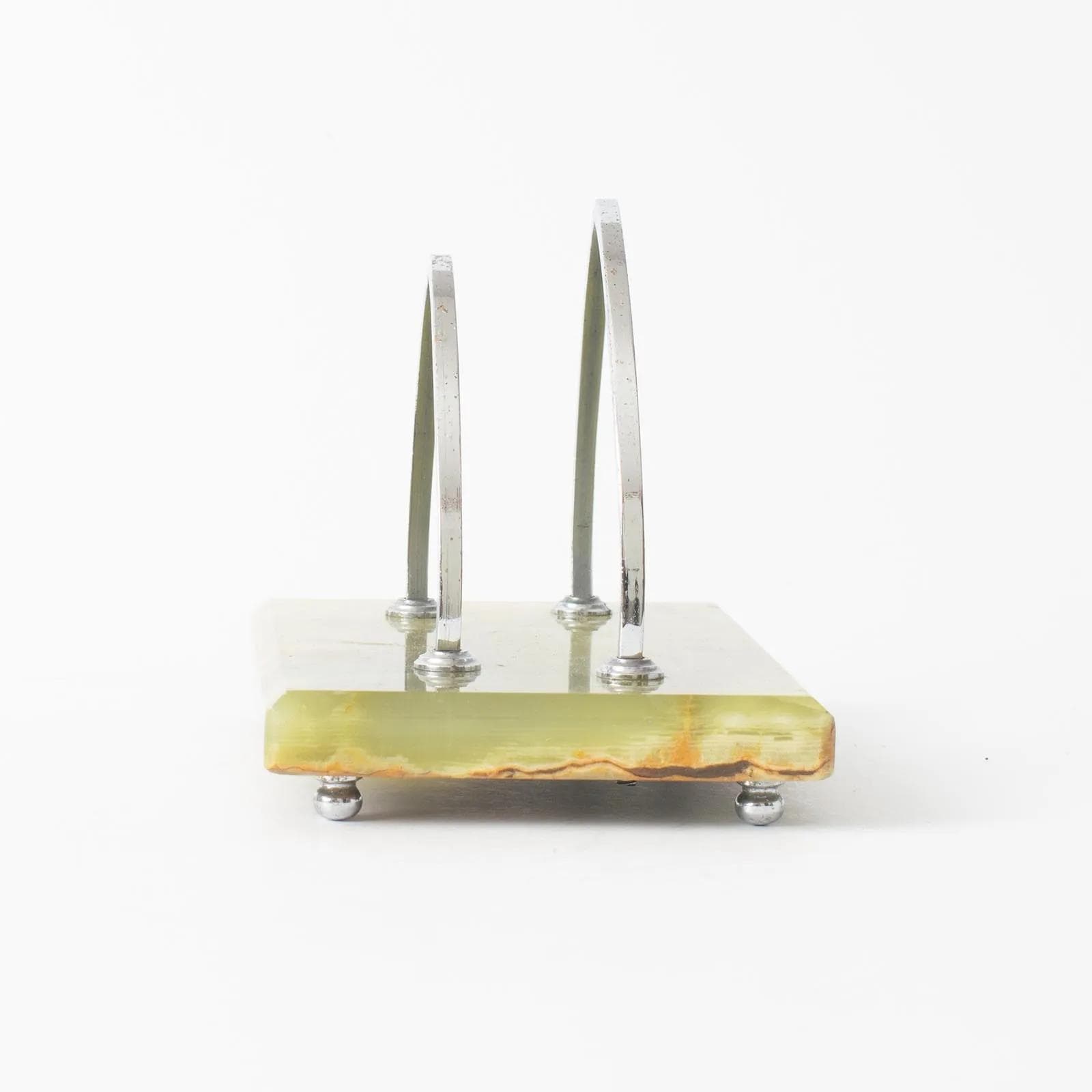 Letter holder Art Deco, green onyx, chromed brass, Belgium, 1920s. - 161708