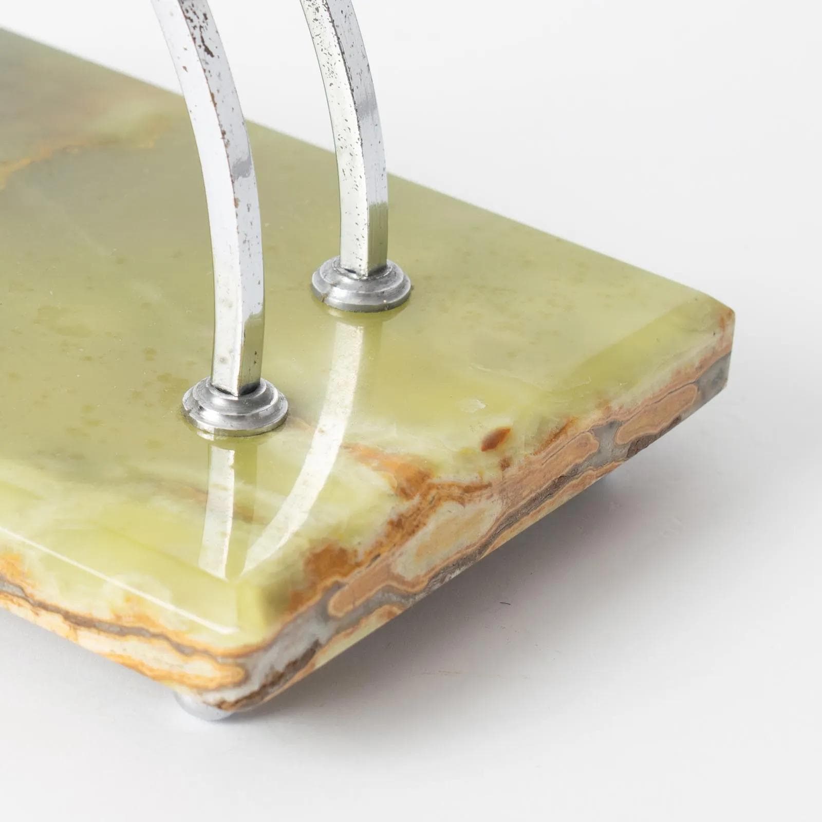 Letter holder Art Deco, green onyx, chromed brass, Belgium, 1920s. - 161709