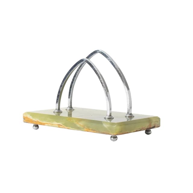 Letter holder Art Deco, green onyx, chromed brass, Belgium, 1920s. - DIMENSION