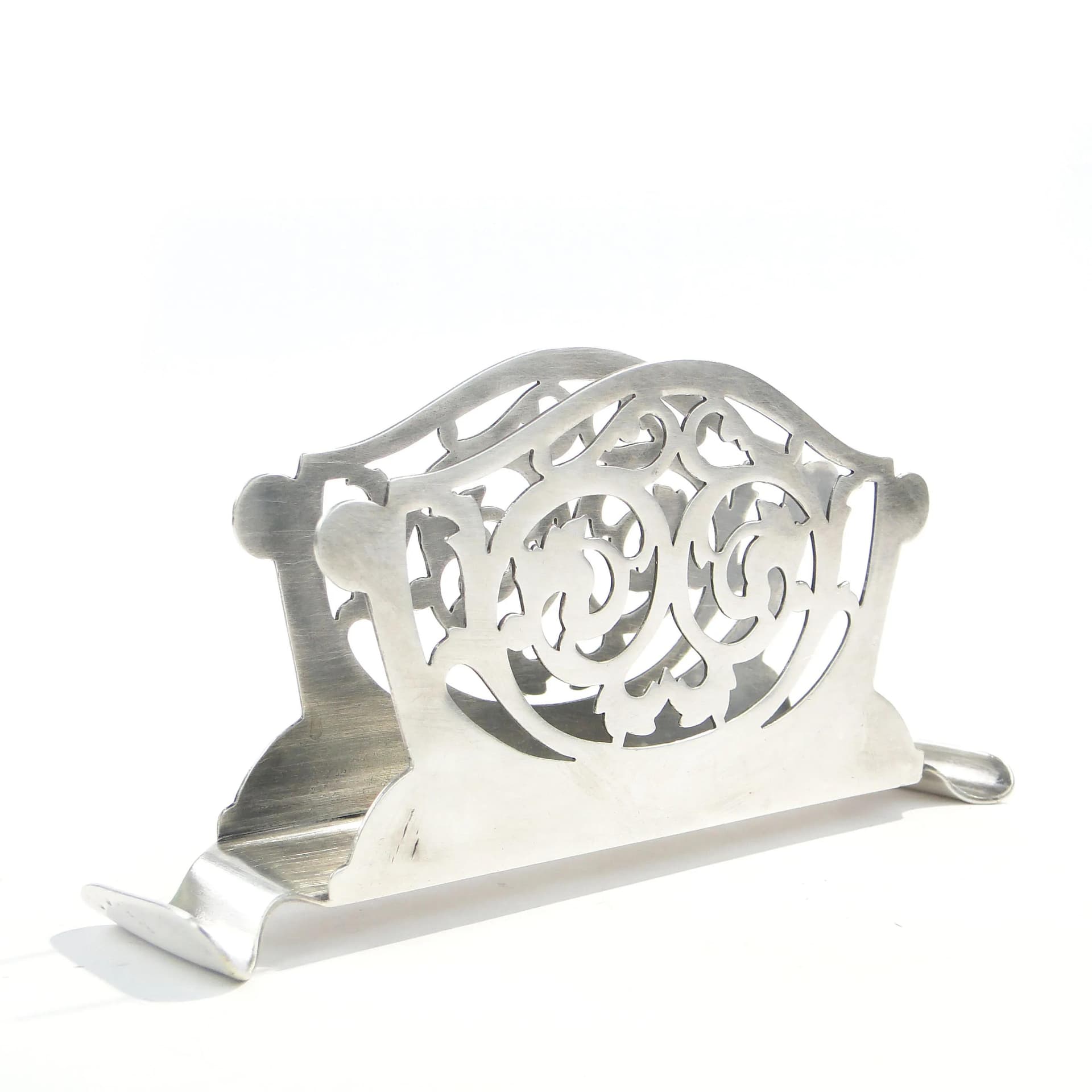 Serwetnik ażurowy, mosiądz platerowany srebrny, Fraget, Polska, lata 30. - 163518