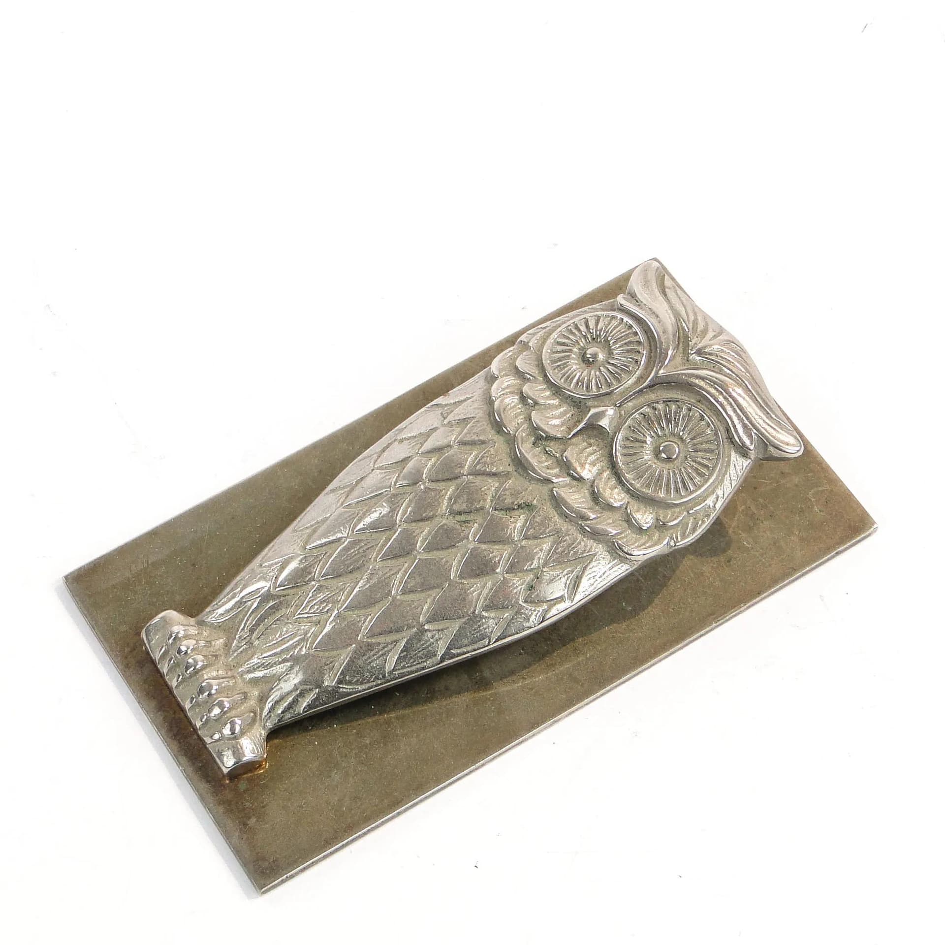 Desk Paper Clip Owl, silver, brass, Poland, 1950s - 10511