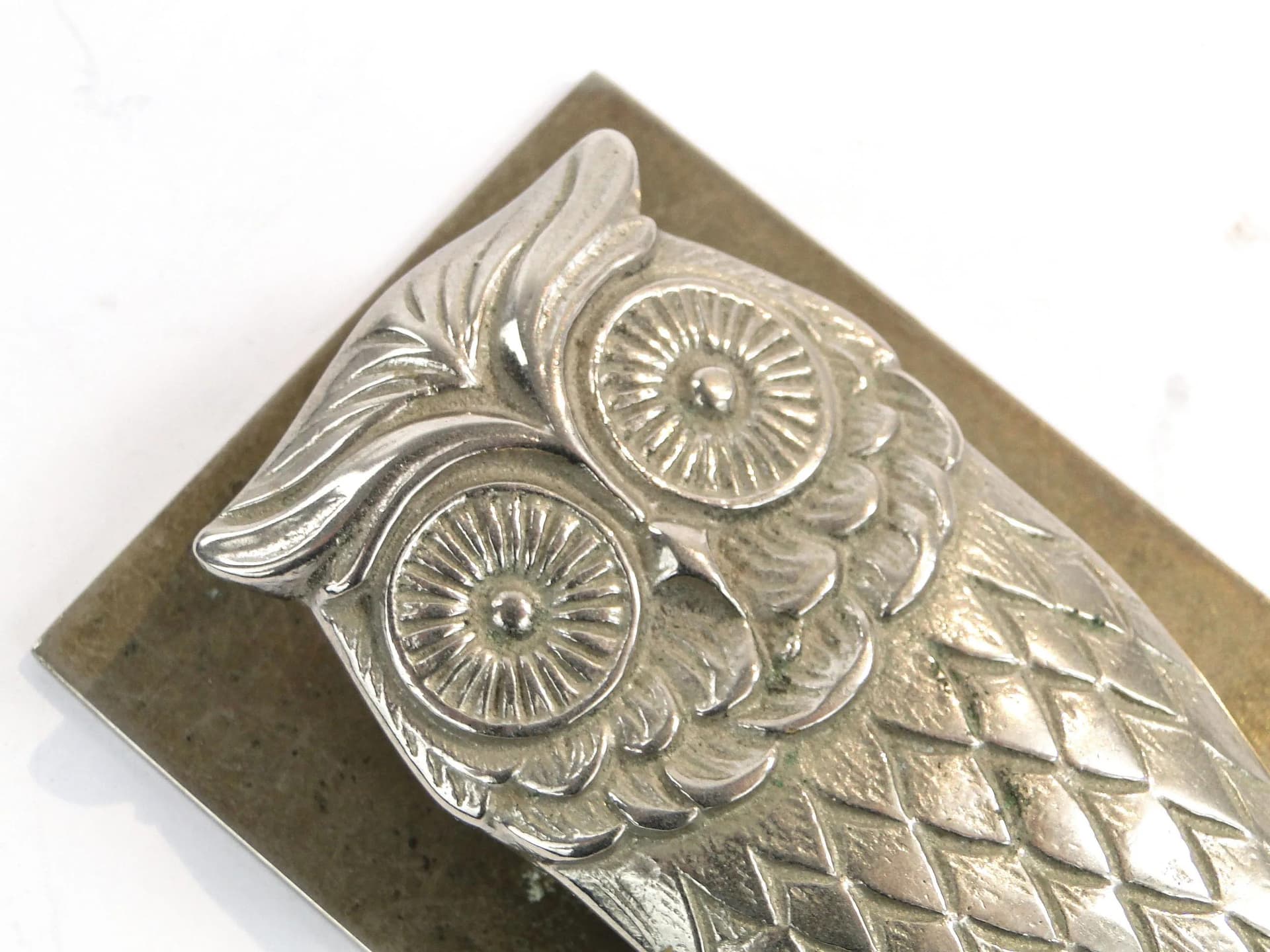 Desk Paper Clip Owl, silver, brass, Poland, 1950s - 10514