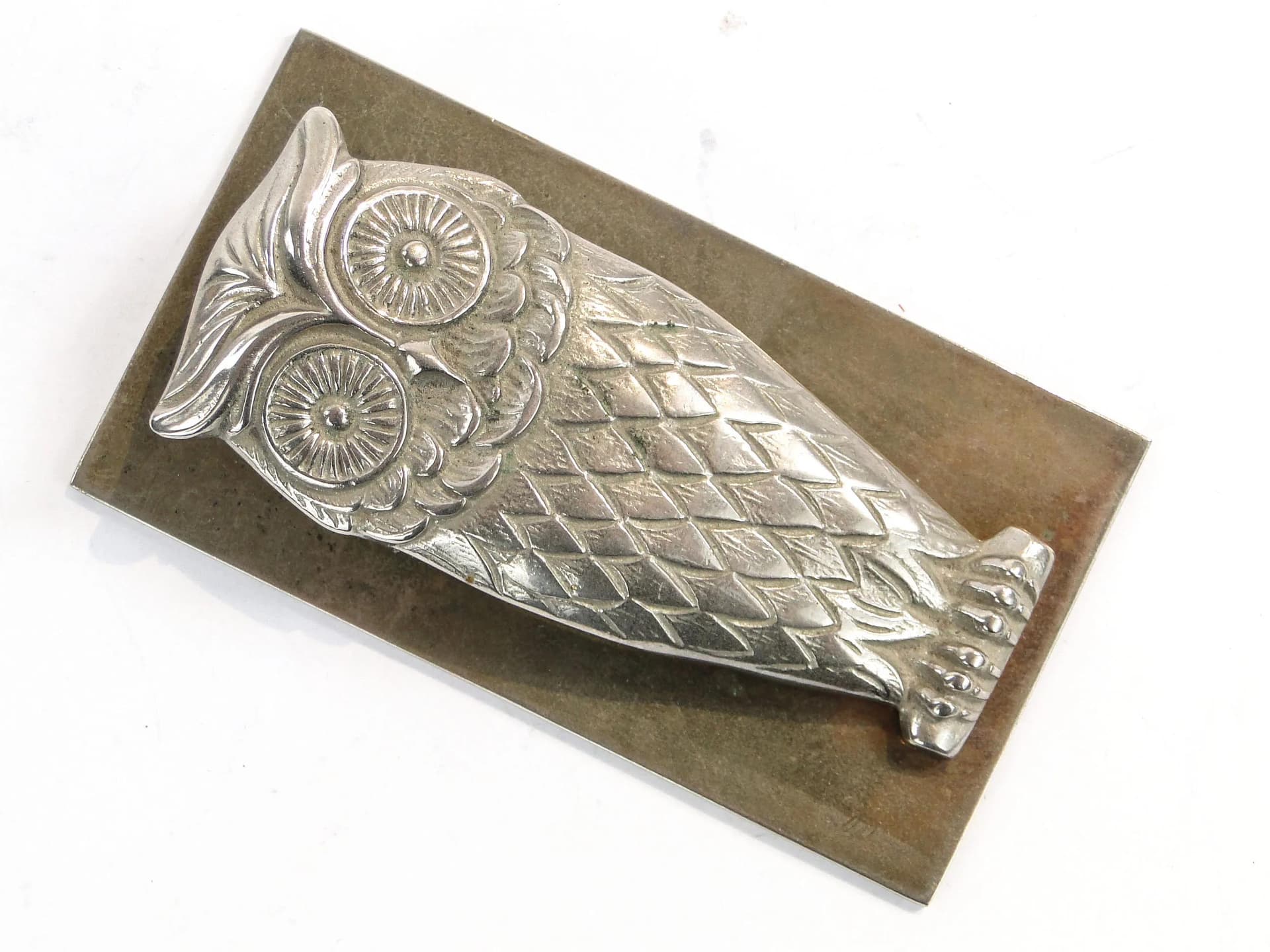 Desk Paper Clip Owl, silver, brass, Poland, 1950s - 10515