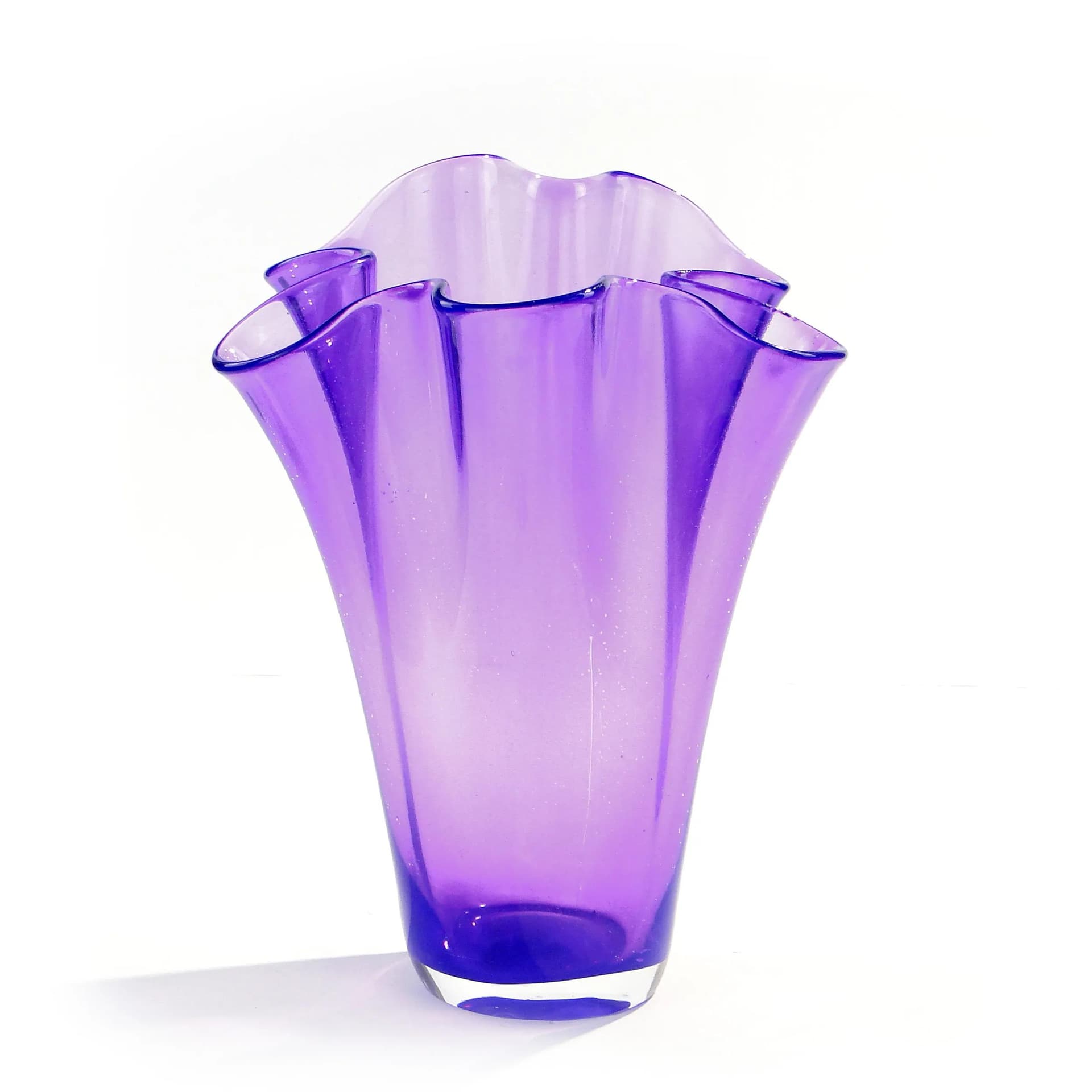 Wazon Chusta, fioletowy przezroczysty, szkło, Polska, lata 80. - 163499