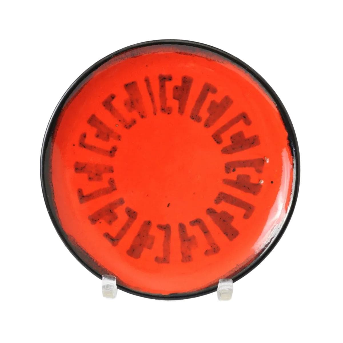 Plate, Iparmuveszeti Vallalat, orange, ceramics, Hungary, 1970s.