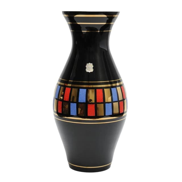 Vase, VEB Kunst-Glas Wasungen, black glass, Germany, 1950s. - DIMENSION