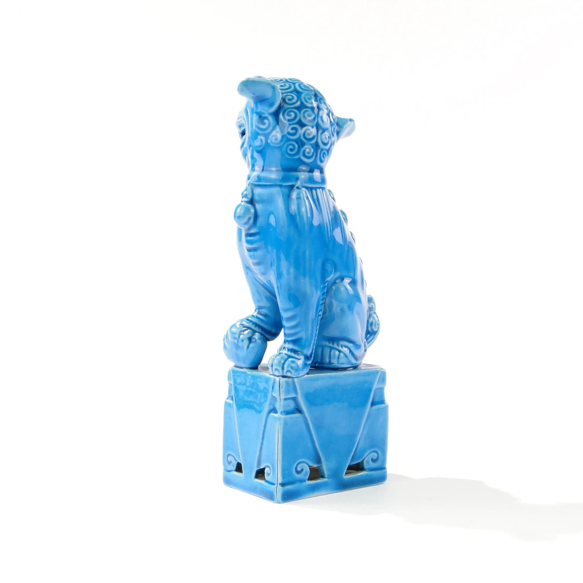 Figura Foo Dog, niebieska ceramika, Chiny, lata 70. - 163454