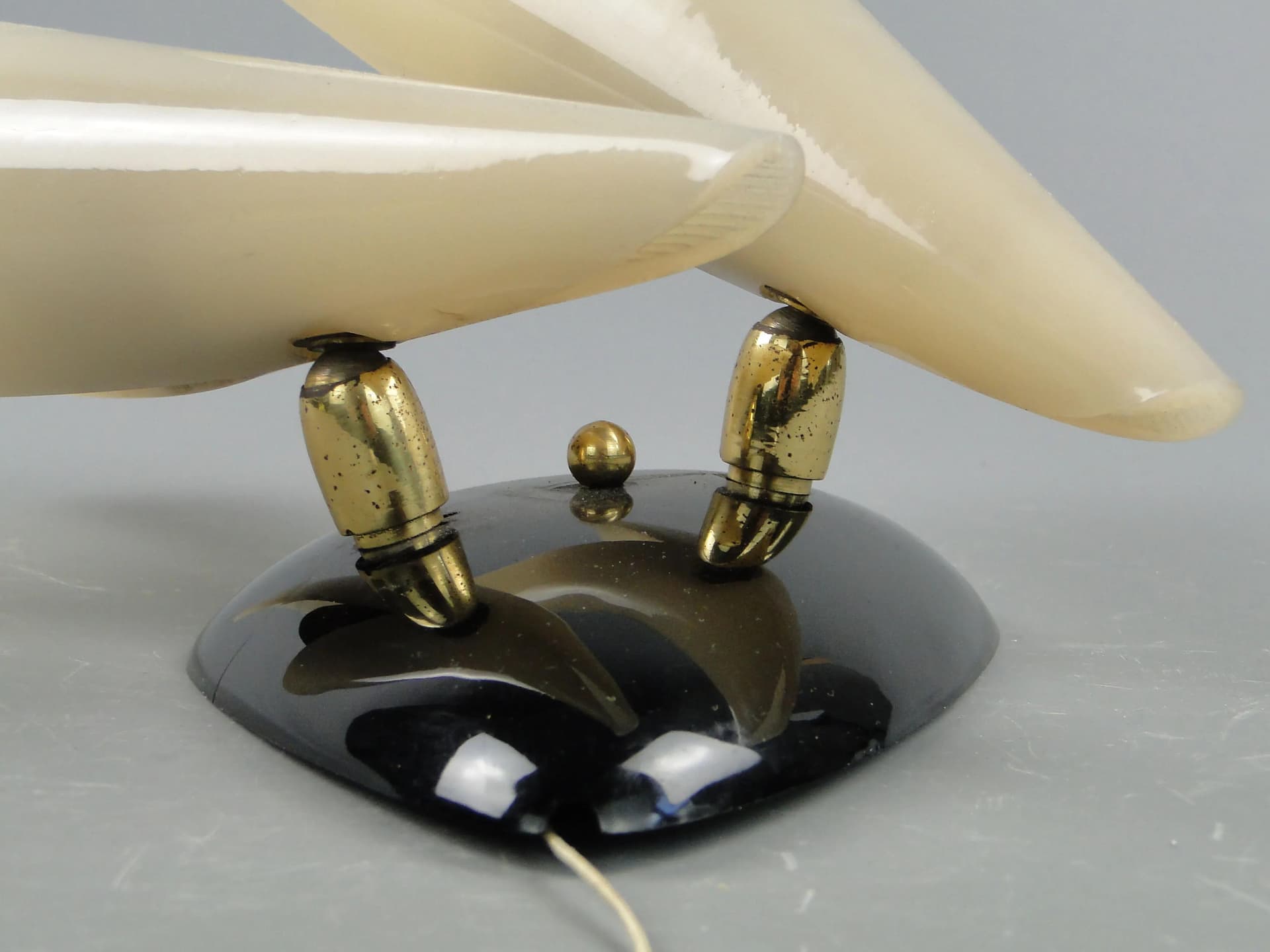 Two-arm wall sconce, cream brass, black plastic, Stilnovo, Italy, 1950s - 163449