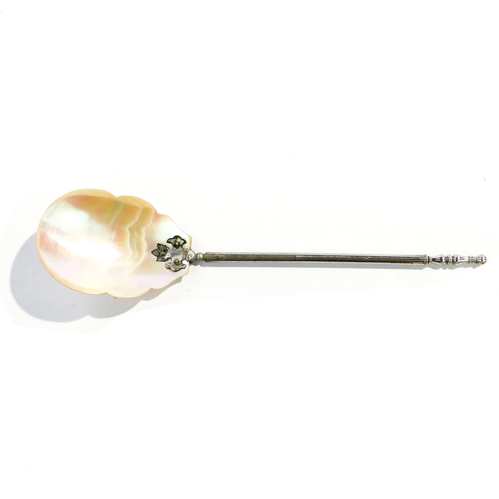Serving Spoon, beige shell, silver-plated brass, Austria, 1890s - 163438