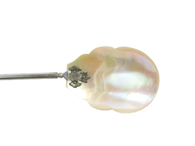 Serving Spoon, beige shell, silver-plated brass, Austria, 1890s - DIMENSION