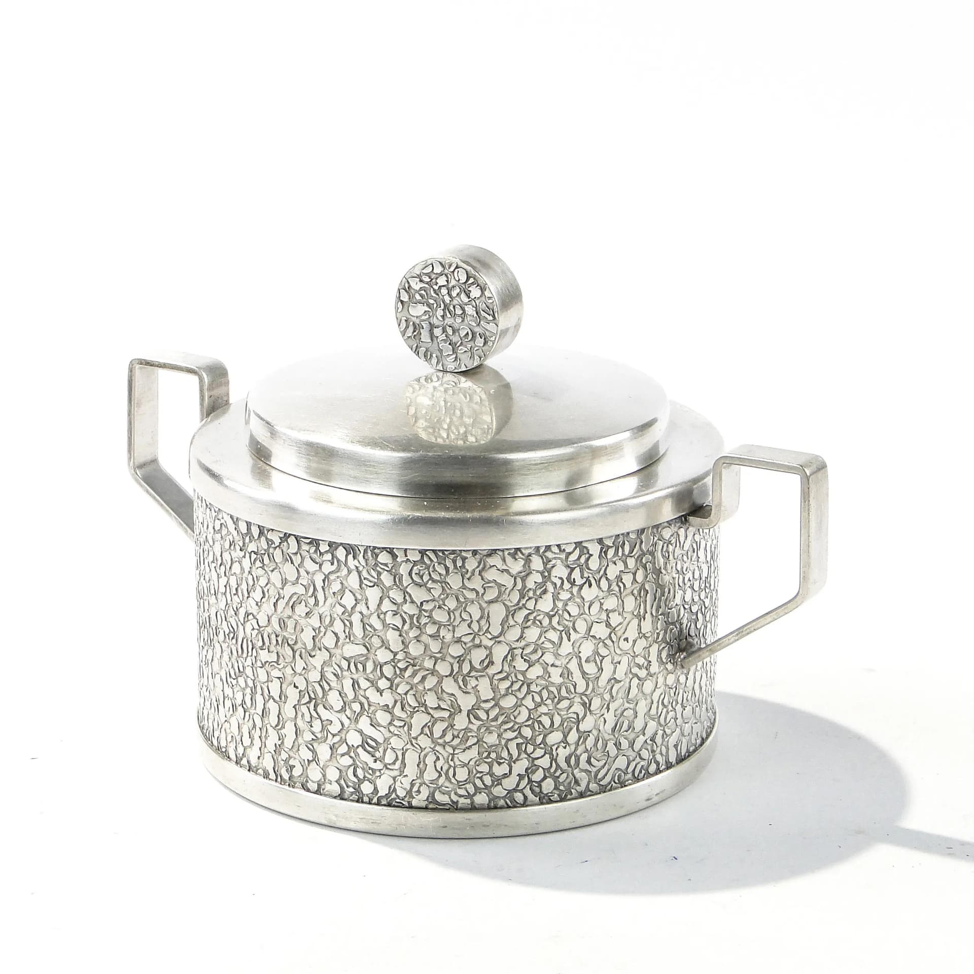 Modernist sugar bowl, silver brass, Hefra, Poland, 1960s. - 163433