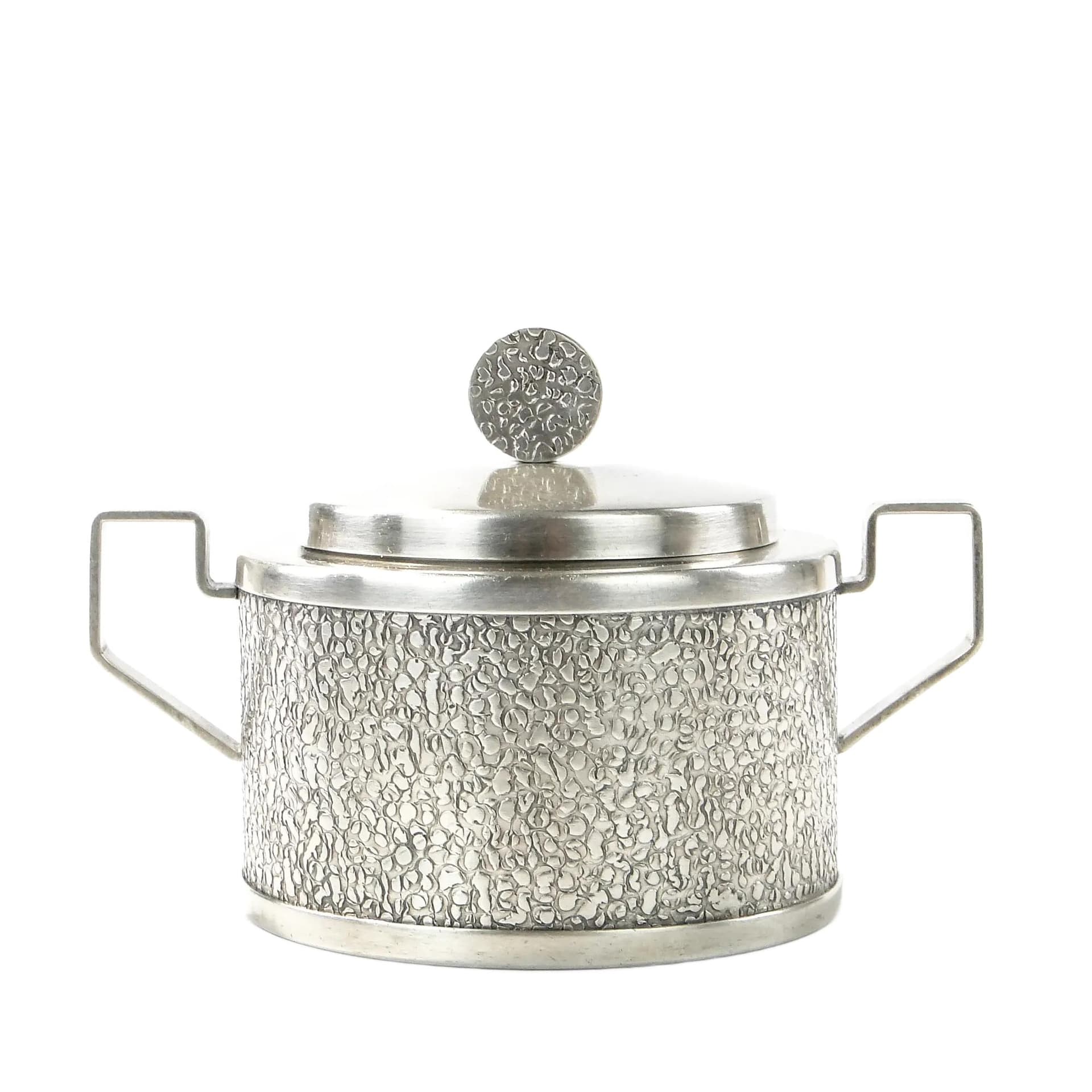 Modernist sugar bowl, silver brass, Hefra, Poland, 1960s.