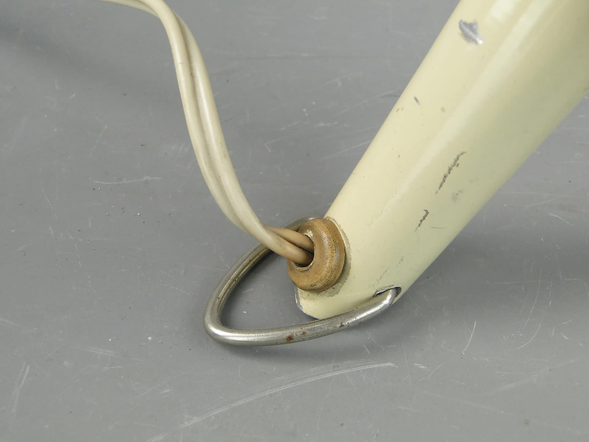 Table-wall lamp, ivory white metal, black metal accents, by A. Gałecki, Poland, 1960s - 163381