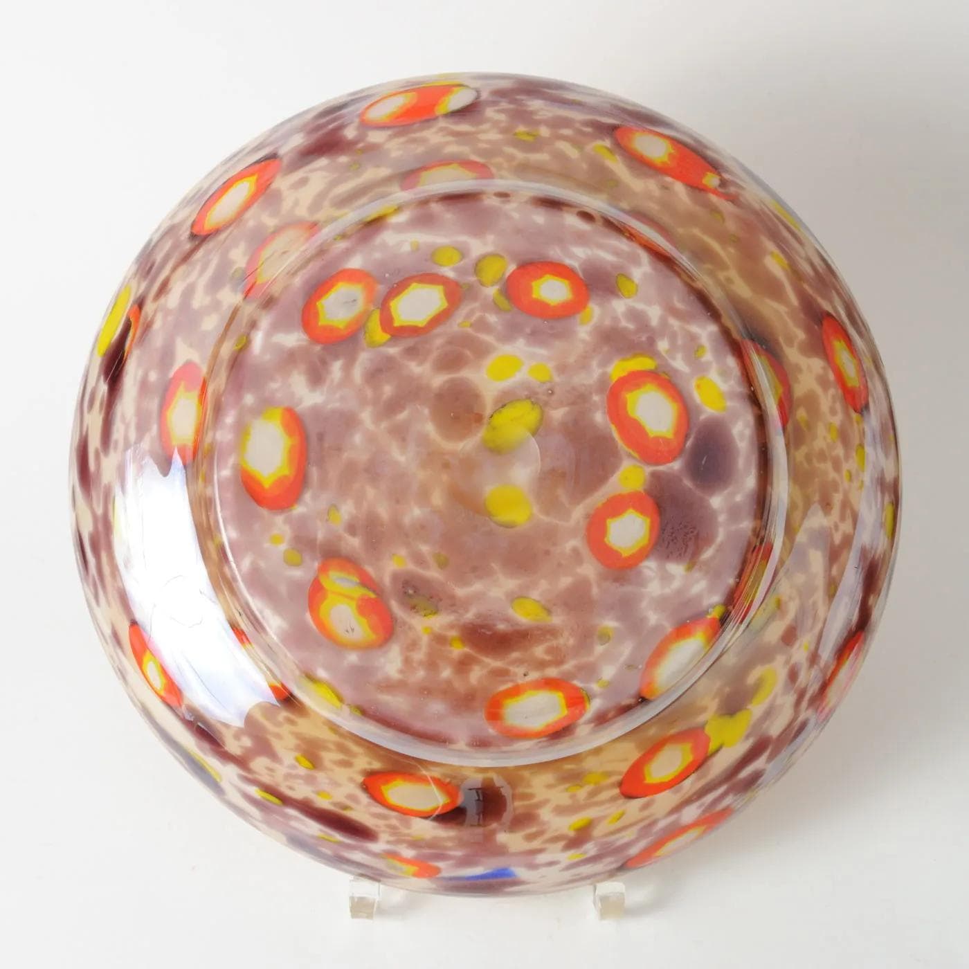 Centerpiece Bowl, Wilhelm Kralik Sohn, multicolor glass, Czechoslovakia, 1920s. - 161640
