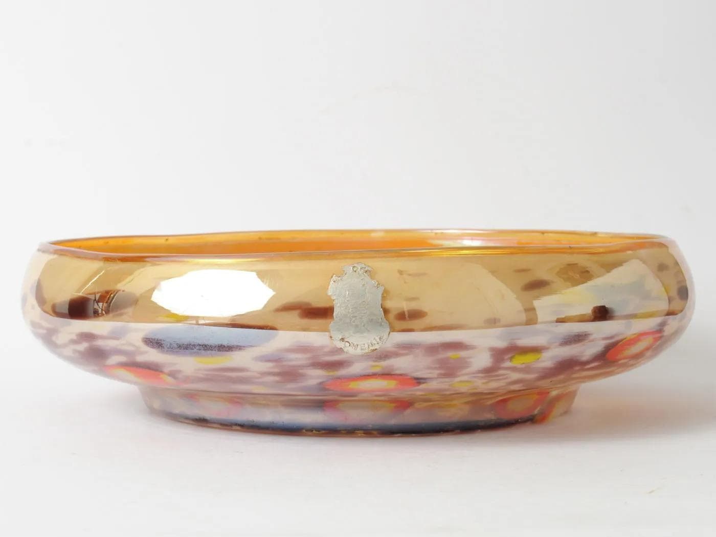 Centerpiece Bowl, Wilhelm Kralik Sohn, multicolor glass, Czechoslovakia, 1920s. - 161636
