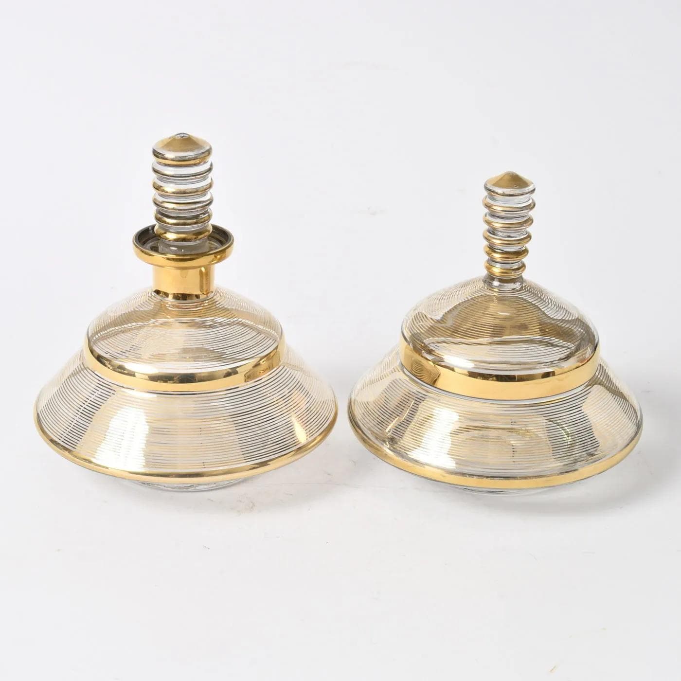 Zestaw toaletowy art déco, szkło transparentne, Rupel Boom, Belgia, lata 30. - 161586