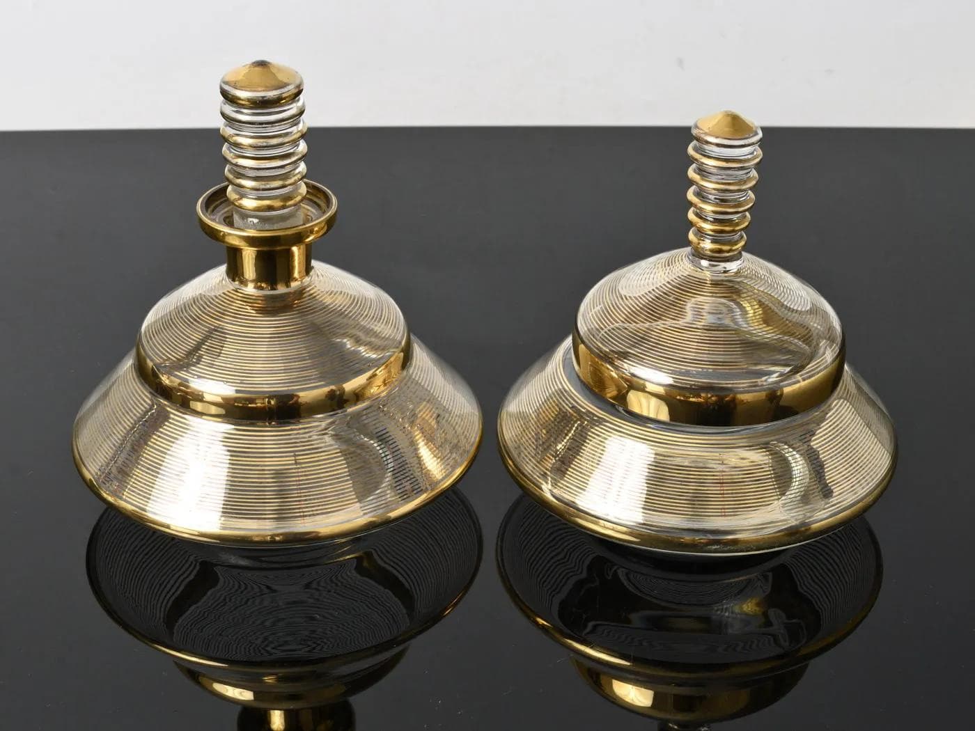 Zestaw toaletowy art déco, szkło transparentne, Rupel Boom, Belgia, lata 30. - 161588