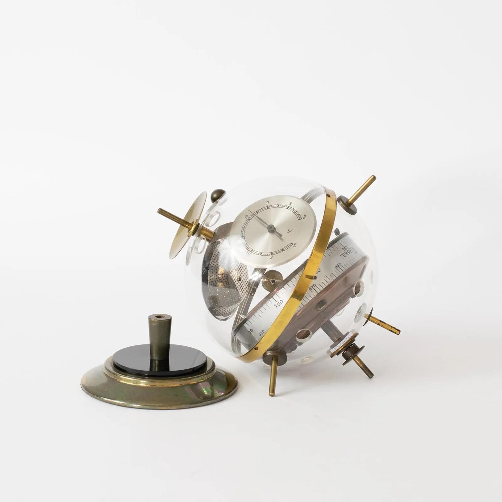 Weather station Sputnik, black, yellow, transparent, metal, plastic, Germany, 1980s. - 161564