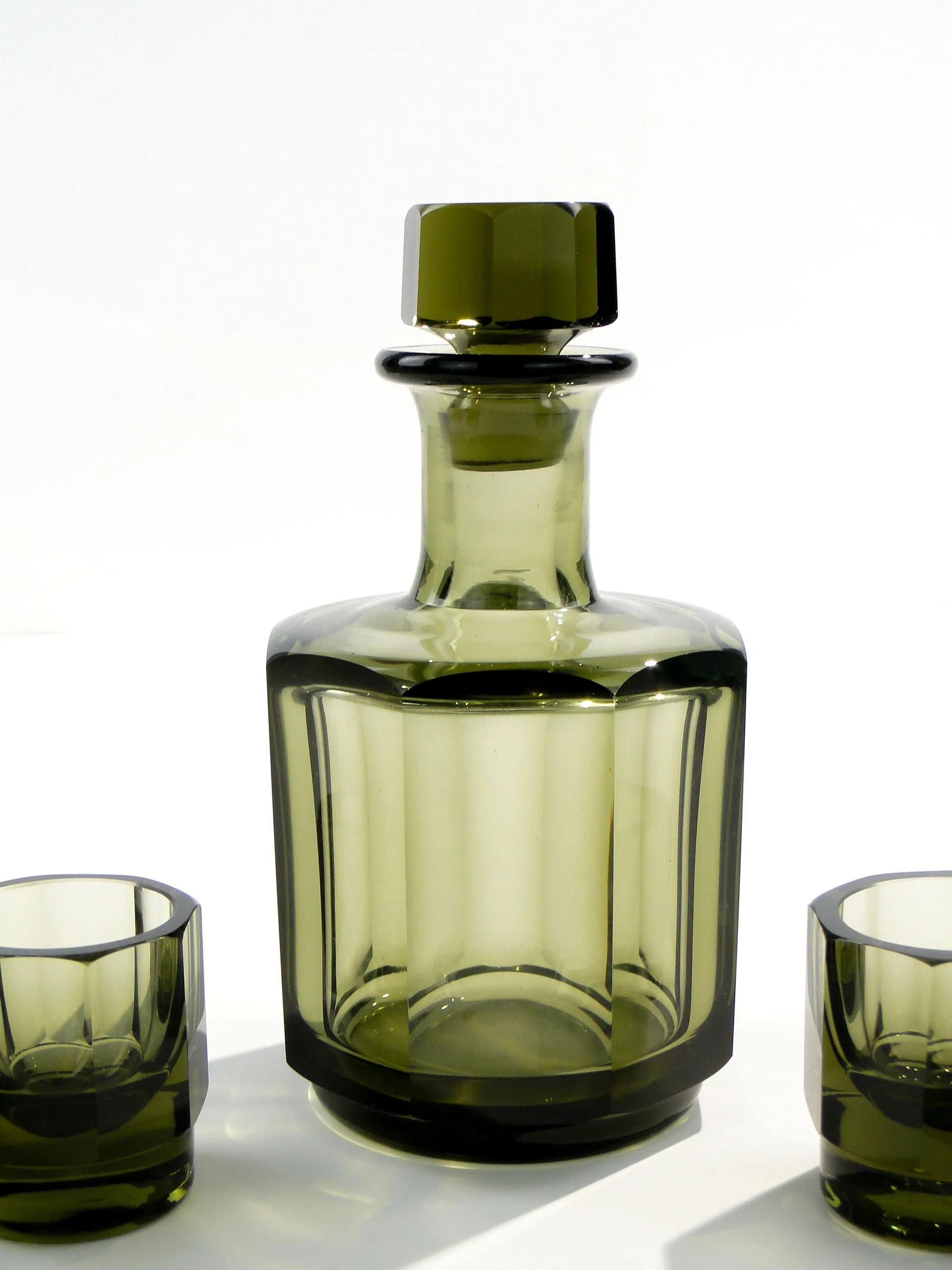 Liqueur set Art Deco, olive, crystal, Moser, Czech Republic, 1930s - 163339