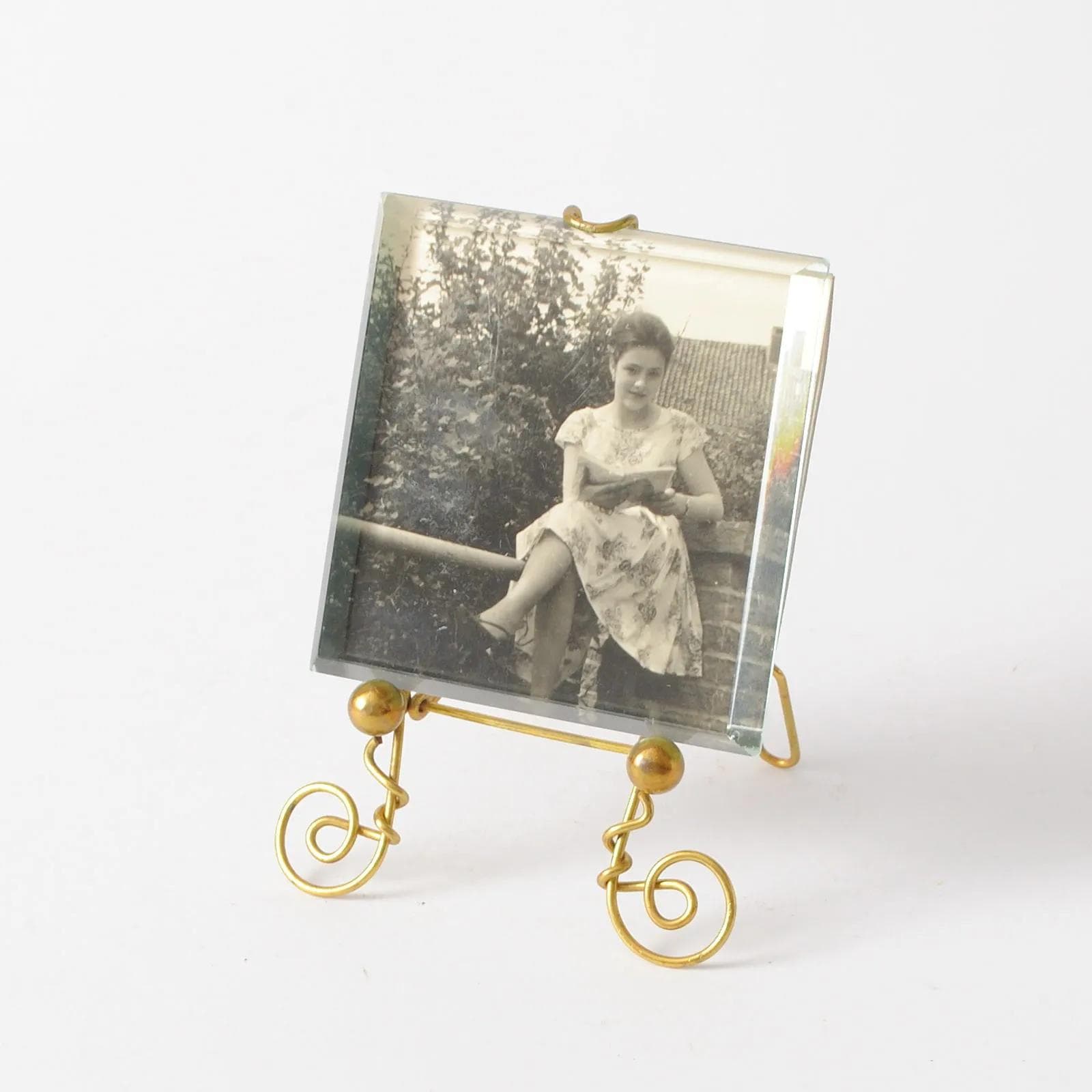 Picture frame, golden, glass brass, Germany, 1960s. - 161551