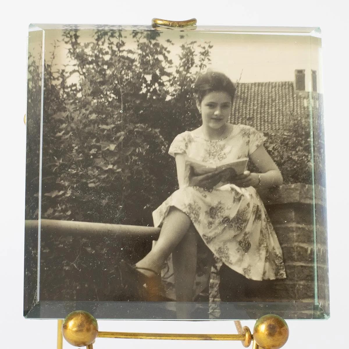 Picture frame, golden, glass brass, Germany, 1960s. - 161553